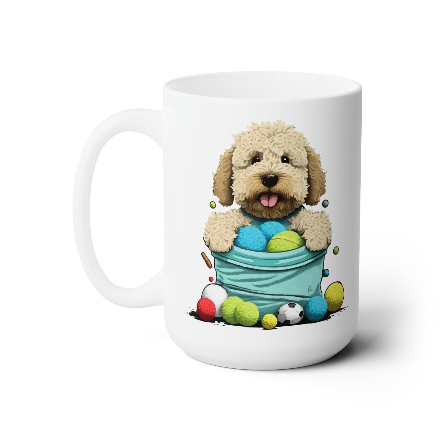 Cute Lab Puppy Play Ball! Ceramic Mug 15oz, Great Gift Ideas for Dog Lovers, Present for Mum and Dad or Family Love Ones